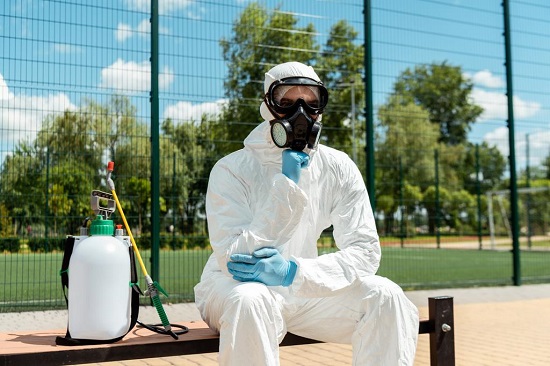 Pest control professional at work